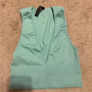 free people Deep V Ribbed Crop Tank Top - Mint